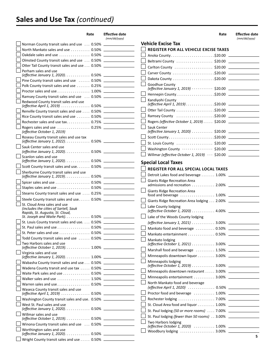 Form ABR Application for Business Registration - Minnesota, Page 5