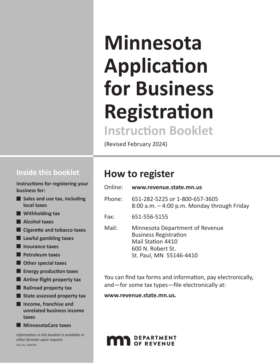 Instructions for Form ABR Application for Business Registration - Minnesota, Page 1