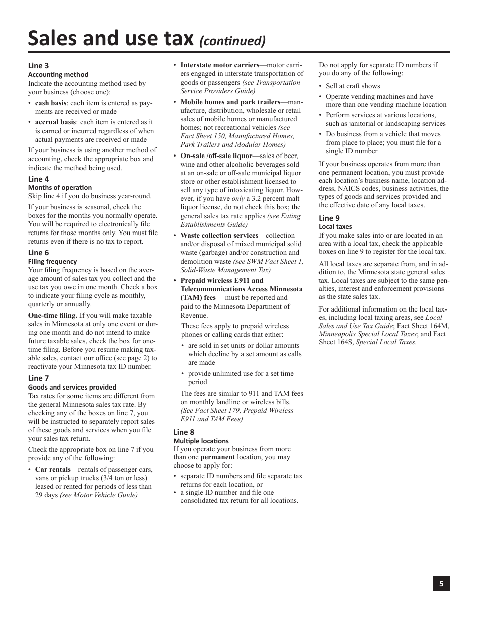 Instructions for Form ABR Application for Business Registration - Minnesota, Page 5