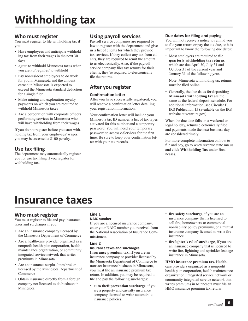 Instructions for Form ABR Application for Business Registration - Minnesota, Page 6