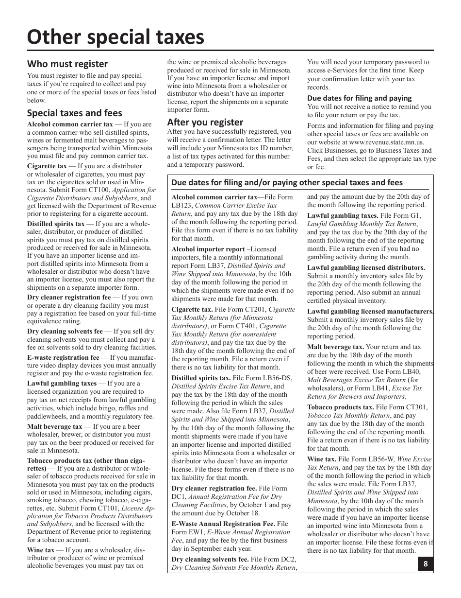 Instructions for Form ABR Application for Business Registration - Minnesota, Page 8