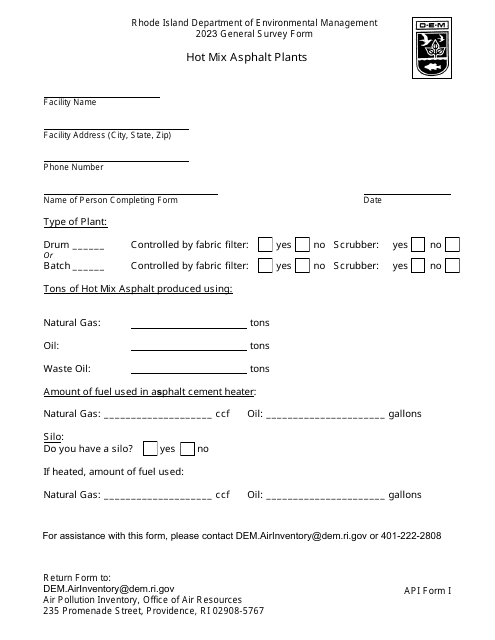 API Form I 2023 Printable Pdf