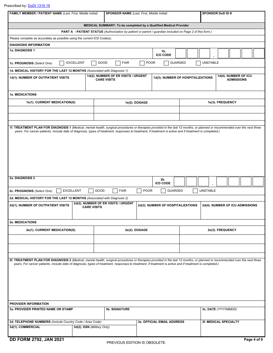 DD Form 2792 Family Member Medical Summary, Page 4