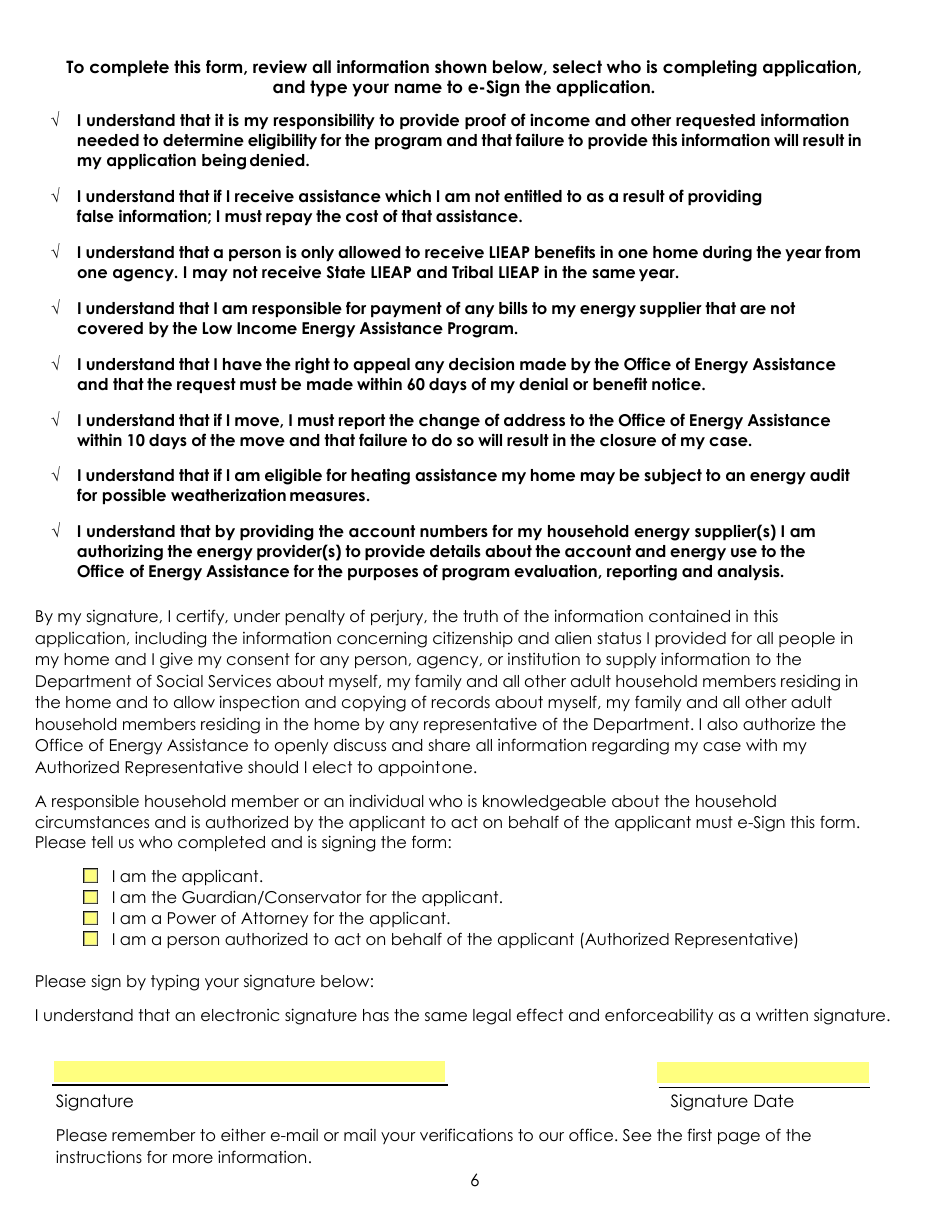 Form EA-297 Application for Energy Assistance - South Dakota, Page 6