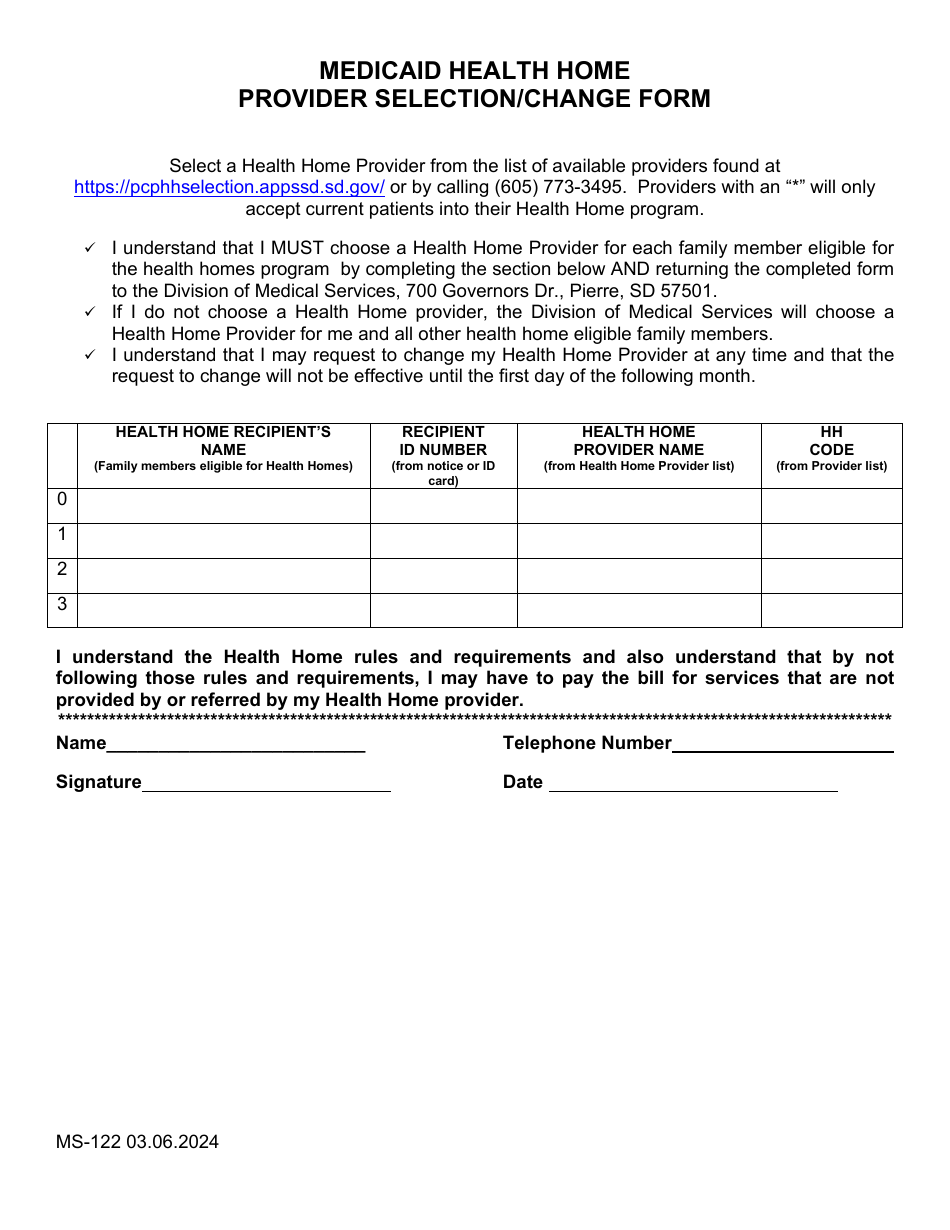 Form MS-122 - Fill Out, Sign Online and Download Printable PDF, South ...