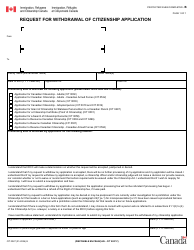 Document preview: Form CIT0027 Request for Withdrawal of Citizenship Application - Canada