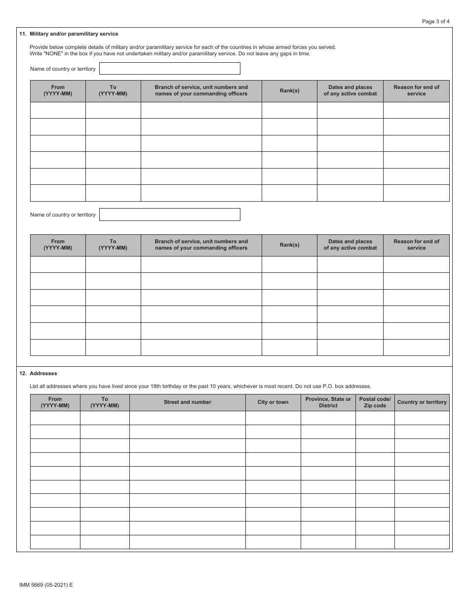 Form IMM5669 Schedule A Background / Declaration - Canada, Page 3