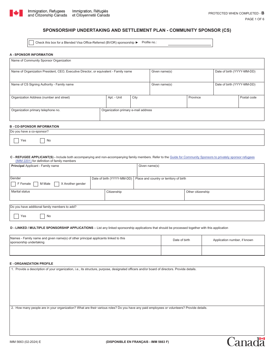 Form IMM5663 Download Fillable PDF or Fill Online Sponsorship ...