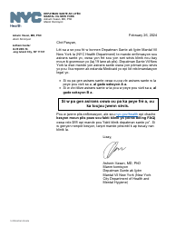 Clinic Fee Notification Letter - New York City (Haitian Creole)