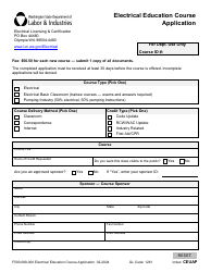 Document preview: Form F500-068-000 Electrical Education Course Application - Washington