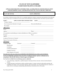 Form Pas2 Application for New Construction, Alteration in Length, Relocation and/or Modification and Registration of Conveyor or Carousel - New Hampshire