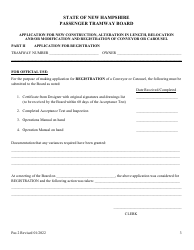 Form Pas2 Application for New Construction, Alteration in Length, Relocation and/or Modification and Registration of Conveyor or Carousel - New Hampshire, Page 3