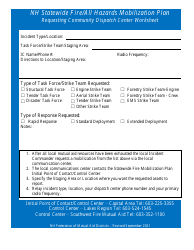 Nh Statewide Fire/All Hazards Mobilization Plan Worksheets - New Hampshire
