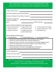 Nh Statewide Fire/All Hazards Mobilization Plan Worksheets - New Hampshire, Page 2