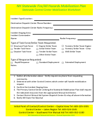 Nh Statewide Fire/All Hazards Mobilization Plan Worksheets - New Hampshire, Page 3