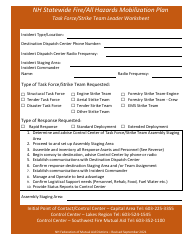 Nh Statewide Fire/All Hazards Mobilization Plan Worksheets - New Hampshire, Page 4
