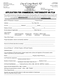 Document preview: Application for Commercial Photography or Film - City of Long Beach, New York