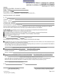 Form 16 (SJ-762B) Subpoena to a Witness as the Request of the Defence - Quebec, Canada (English/French)