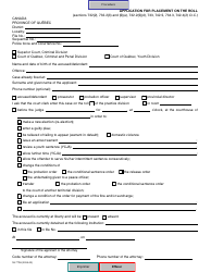 Document preview: Form SJ-779A Application for Placement on the Roll - Quebec, Canada