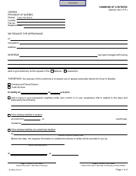 Form SJ-988A Summons of a Witness - Quebec, Canada