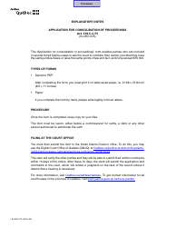 Form SJ-857-27A Application for Consolidation of Proceedings - Quebec, Canada