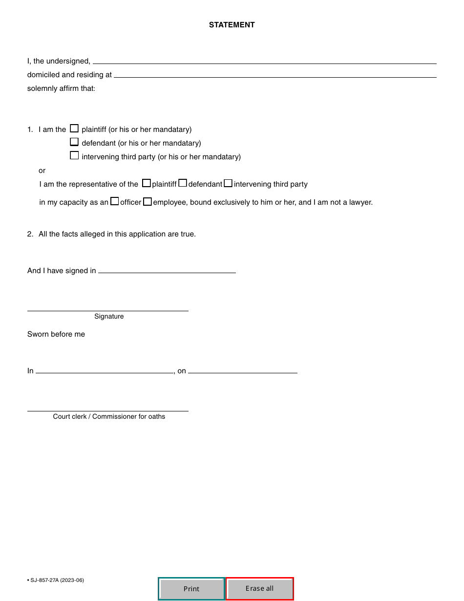 Form SJ-857-27A Application for Consolidation of Proceedings - Quebec, Canada, Page 3