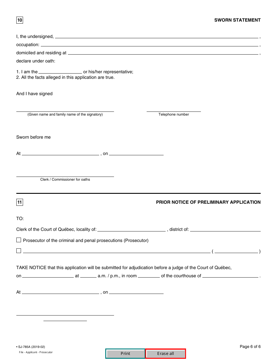 Form SJ-785A Application for Transfer of District - Quebec, Canada, Page 6