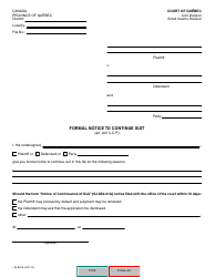 Form SJ-852A Formal Notice to Continue Suit - Quebec, Canada, Page 2