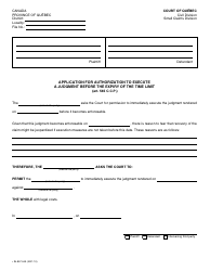 Form SJ-857-04A Application for Authorization to Execute a Judgment Before the Expiry of the Time Limit - Quebec, Canada, Page 2