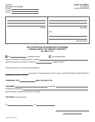 Form SJ-857-14A Application for Authorization to Examine a Person About the Debtor&#039;s Property - Quebec, Canada, Page 2