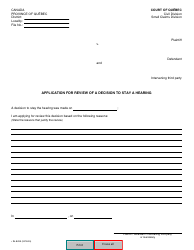 Form SJ-849A Application for Review of a Decision to Stay a Hearing - Quebec, Canada, Page 2