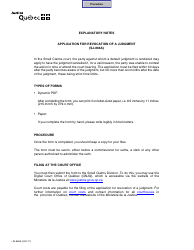 Form SJ-866A Application for Revocation of a Judgment - Quebec, Canada