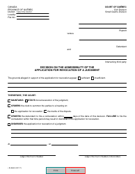 Form SJ-866A Application for Revocation of a Judgment - Quebec, Canada, Page 4