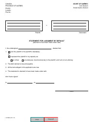 Form SJ-986A Statement for Judgment by Default (Deemed to Have Been Made Under Oath) - Quebec, Canada, Page 2