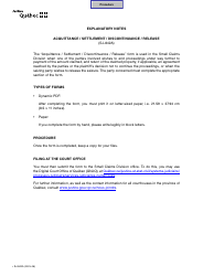 Form SJ-842A Acquittance/Settlement/Discontinuance/Release - Quebec, Canada