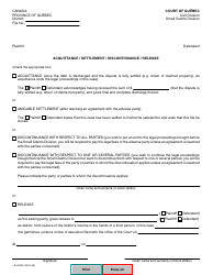 Form SJ-842A Acquittance/Settlement/Discontinuance/Release - Quebec, Canada, Page 2