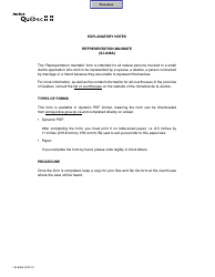 Form SJ-838A Representation Mandate - Quebec, Canada