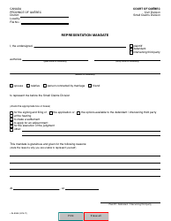 Form SJ-838A Representation Mandate - Quebec, Canada, Page 2