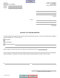 Form SJ-858A Notice to a Failing Debtor - Quebec, Canada, Page 2