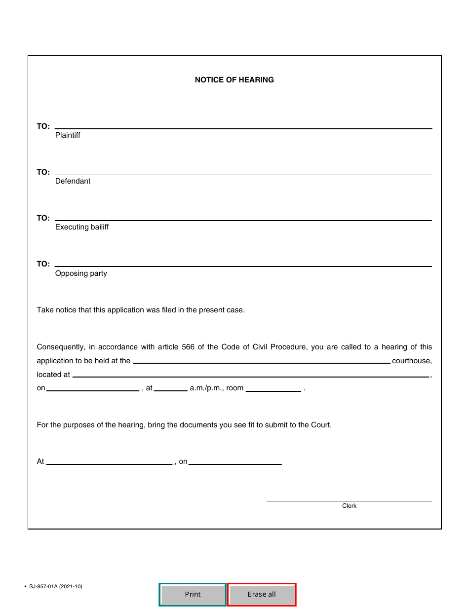 Form SJ-857-01A Opposition to Seizure or Sale - Quebec, Canada, Page 5