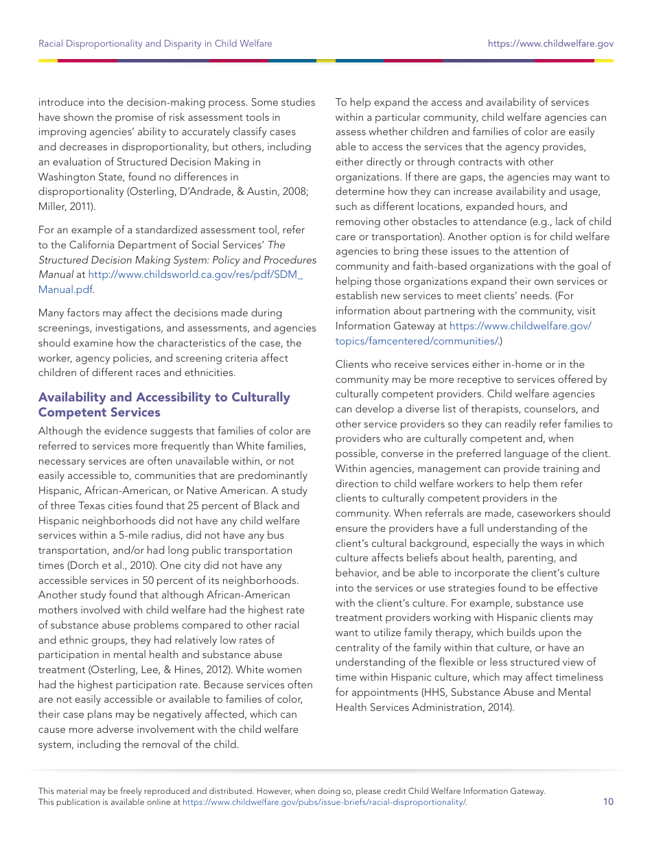 Racial Disproportionality and Disparity in Child Welfare, Page 10