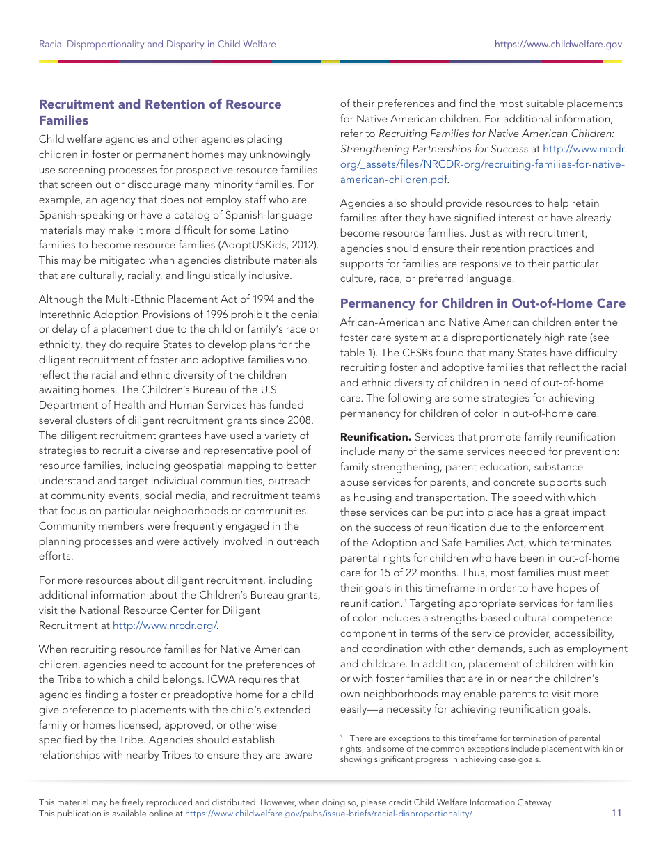 Racial Disproportionality and Disparity in Child Welfare, Page 11