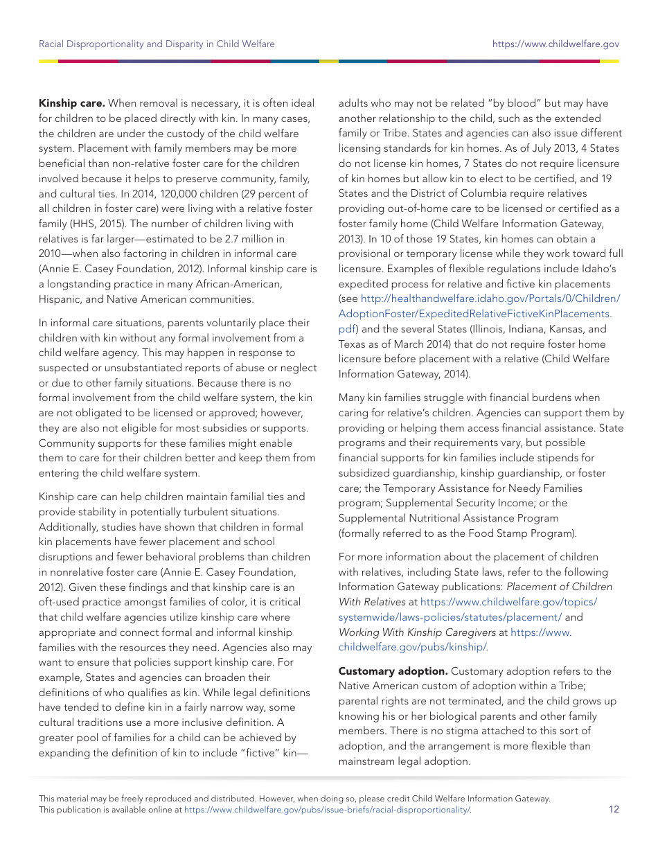 Racial Disproportionality and Disparity in Child Welfare, Page 12