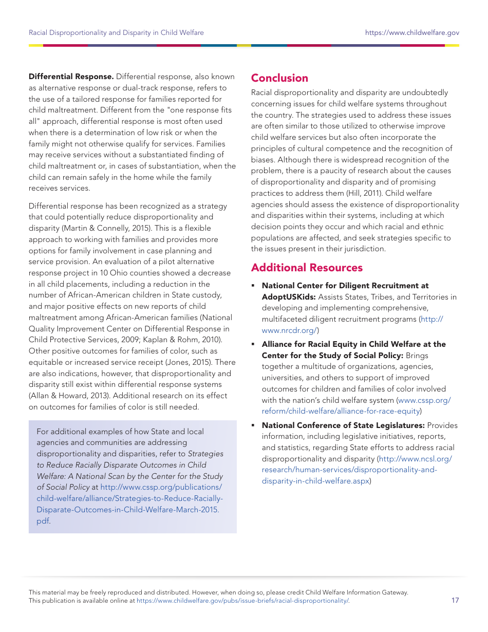 Racial Disproportionality and Disparity in Child Welfare, Page 17