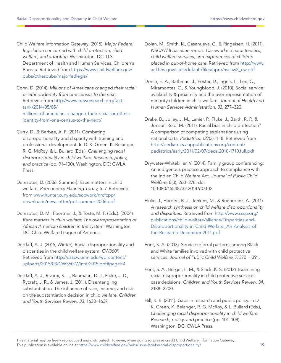 Racial Disproportionality and Disparity in Child Welfare, Page 19