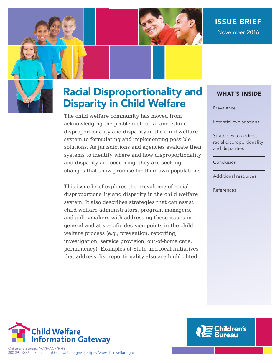 Racial Disproportionality and Disparity in Child Welfare, Page 1