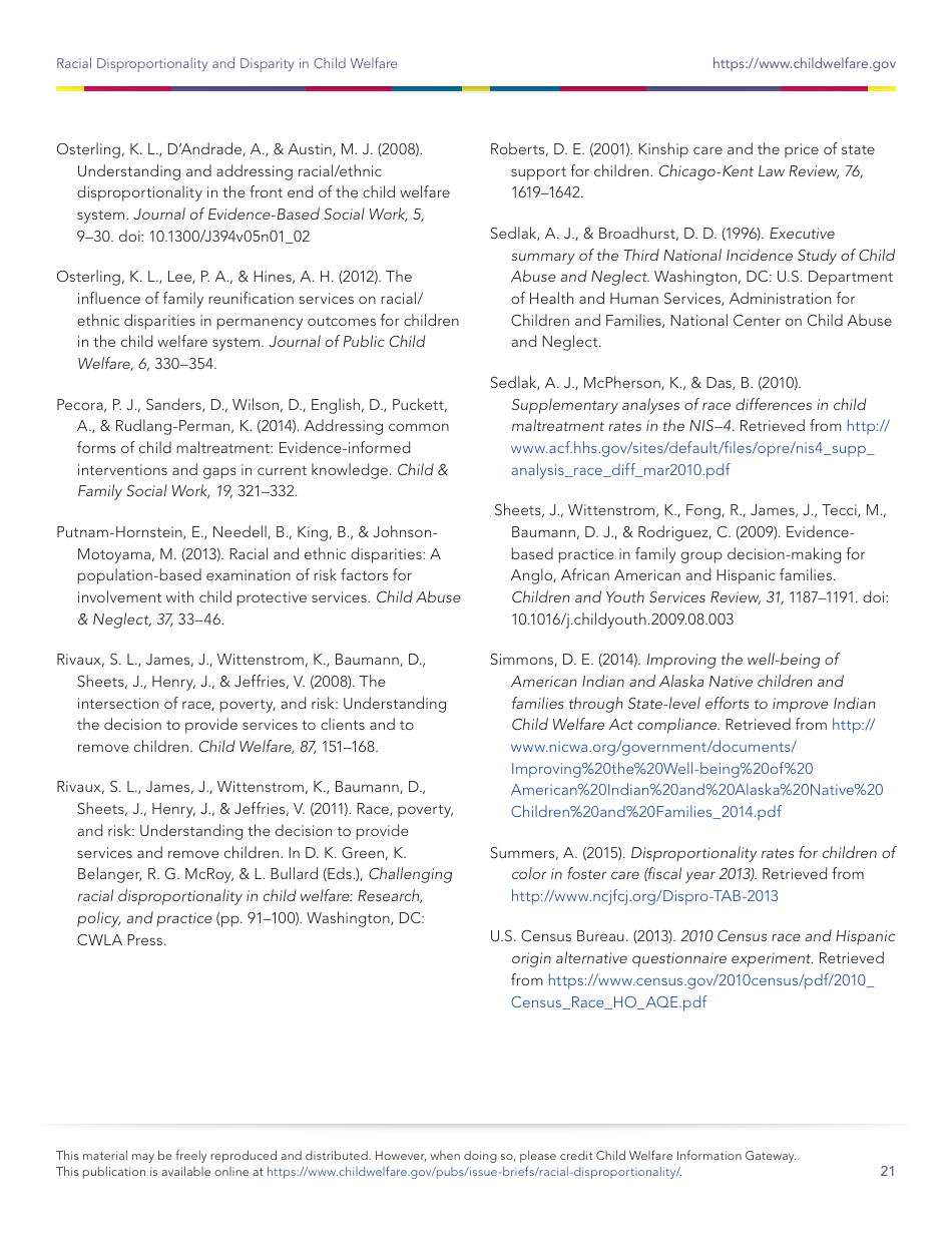 Racial Disproportionality and Disparity in Child Welfare, Page 21
