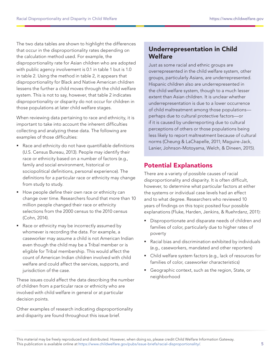 Racial Disproportionality and Disparity in Child Welfare, Page 5