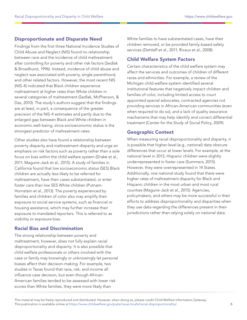Racial Disproportionality and Disparity in Child Welfare, Page 6