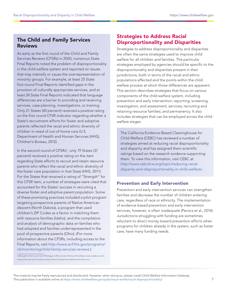 Racial Disproportionality and Disparity in Child Welfare, Page 7